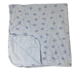Carters Vintage Baby Blanket Puppy Love Blue Stars Dots Cotton Child of‎ Mine